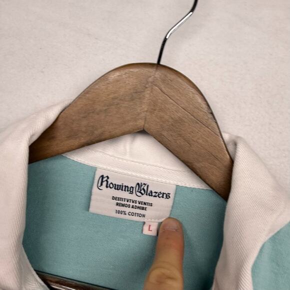 Rowing Blazers Rugby Shirt Men's large Blue Lime Embroidered Preppy University - Picture 4 of 11